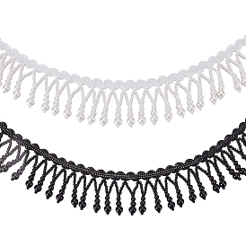 2ярды 2 цвета полиэстеровая бахрома отделка, украшение занавеса, аксессуары для костюма, с пластиковой жемчужины