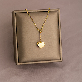 Ожерелье-лариат с подвеской в форме сердца из титановой стали