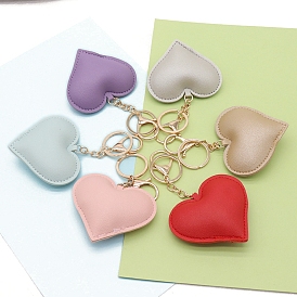 PU Leather Keychain, with Metal Findings, Heart