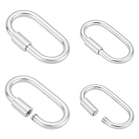4Pcs 2 Styles 925 Sterling Silver Locking Carabiner, Oval