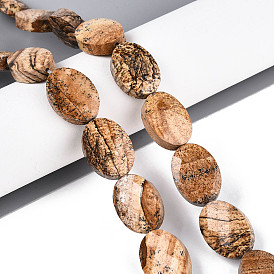 Естественного изображения яшмы бисер нитей, Плоско-овальные, граненые