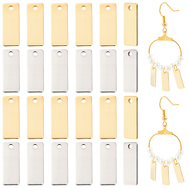 120Pcs 2 Colors 201 Stainless Steel Charms, Stamping Blank Tag, Rectangle