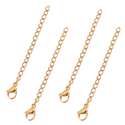 304 Stainless Steel Chain Extender, with Lobster Claw Clasp