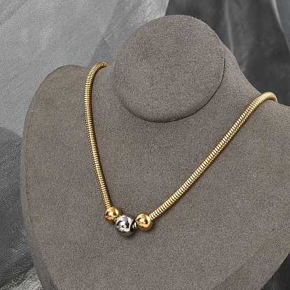 304 из нержавеющей стали цепи змея ожерелья, с круглых бусин, ионное покрытие (ip)