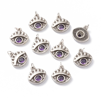 Латунь микропаве пурпурные подвески из фианита, с прыжковых колец, долговечный, глаз