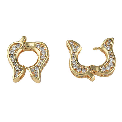 Brass Pave Clear Cubic Zirconia Twister Clasp, Nickel Free