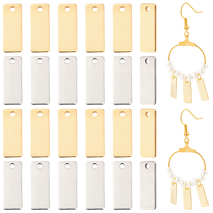 120Pcs 2 Colors 201 Stainless Steel Charms, Stamping Blank Tag, Rectangle