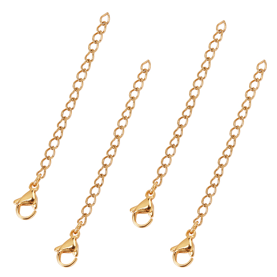 304 Stainless Steel Chain Extender, with Lobster Claw Clasp
