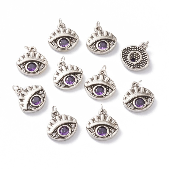 Латунь микропаве пурпурные подвески из фианита, с прыжковых колец, долговечный, глаз