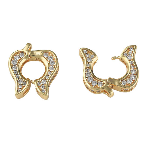 Brass Pave Clear Cubic Zirconia Twister Clasp, Nickel Free