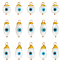 18Pcs 3 Style Freshwater Shell Pendants, with Golden Brass Findings, Flat Round & Teardrop with Evil Eye