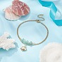 Natural Geen Aventurine Chips Beaded & Shell Charms Double Layer Multi-strand Bracelet, Stainless Steel Jewelry for Women