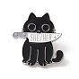 Cat with Knife Enamel Pin, Word Alloy Badge for Backpack Clothes, Platinum