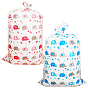 2Pcs 2 Colors Christmas Rectangle Plastic Elephant Print Gift Storage Big Bags, with Rope