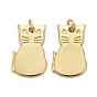 Brass Pendants, Long-Lasting Plated, with Jump Rings, Cat