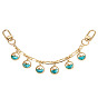 Brass Figaro Chains Bag Strap, with Swivel Clasps and Brass Flat Round Pendant, for Bag Replacement