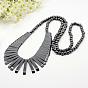 Fashionable Magnetic Synthetic Hematite Graduated Beads Necklaces, Triangle, 38.5 inch 