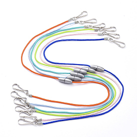 Cordes en polyester et élasthanne chaînes de lunettes, tour de cou pour lunettes, avec fermoirs en plastique, Extrémités du cordon enroulé en fer et fermoir porte-clés