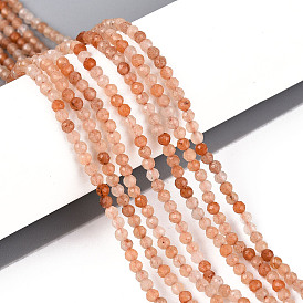 Натуральный красный авантюрин бисер нитей, круглые, граненые