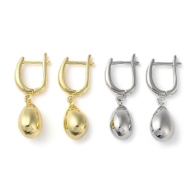 Rack Plating Brass Hoop Earrings, Long-Lasting Plated Oval Dangle Earring for Women, Lead Free & Cadmium Free