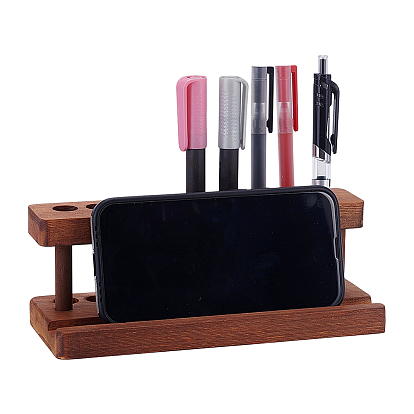 Wood Pen Holder Display Stand, Desk Pencil Wand Holder, Rectangle