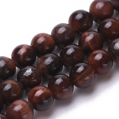 Naturelles oeil de tigre rouge perles brins, ronde