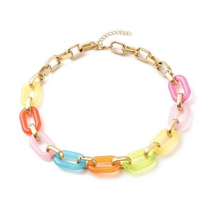 Two Tone Acrylic Cable Chain Necklace for Teen Girl Women