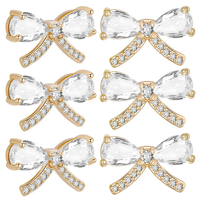 10 кулоны из латуни с микрочастицами и кубическим цирконием., бантом прелести, прозрачные