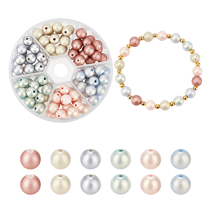 108Pcs 6 Colors Opaque Acrylic Spray Painted Highlight Beads, Round
