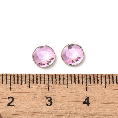 Glass Rhinestone Cabochons, Point Back & Back Plated, Faceted, Flat Round