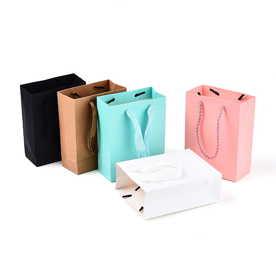 10 шт. 5 размеры подарочные пакеты из крафт-бумаги набор, с ручкой, прямоугольные