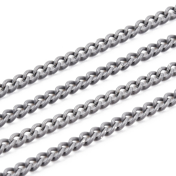 Электрофорез железные скрученные цепи, несварные, с катушкой, ровный цвет, овальные, 3x2.2x0.6 мм