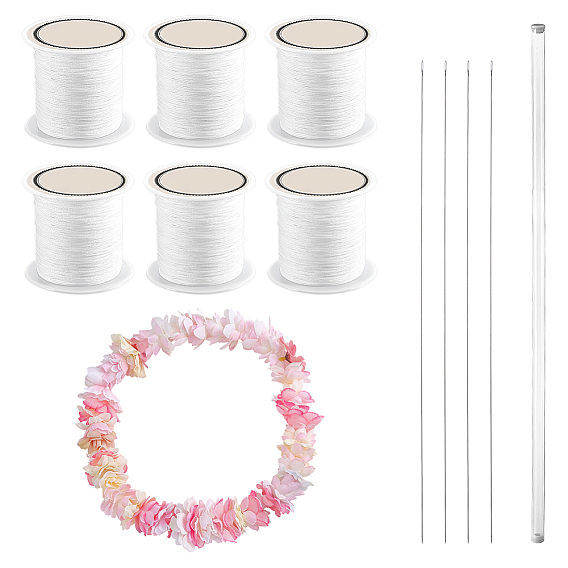 Iron Bent Head Beading Needles, with Plastic Sealed Bottles and Nylon Chinese Knot Cord