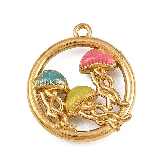 304 нержавеющая сталь с эмалевыми подвесками, плоский круг с подвесками в виде медуз