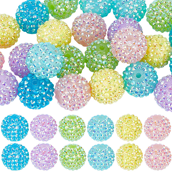 Resin Rhinestone Beads, with Acrylic Round Beads Inside, for Bubblegum Jewelry