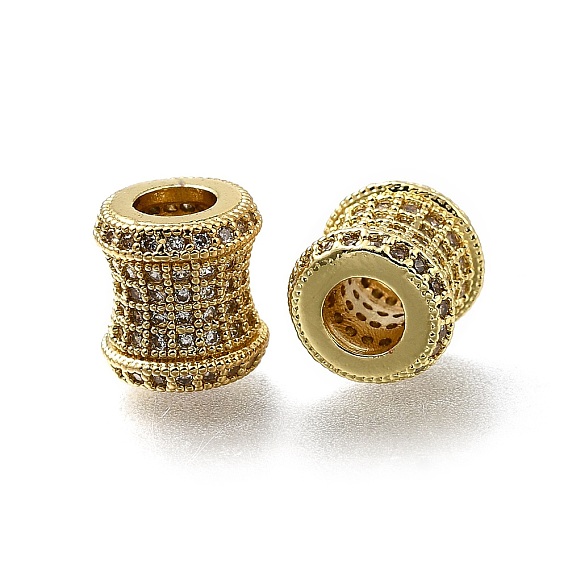 Латунь микропаве прозрачный кубический цирконий европейский бисер, бусины с большим отверстием, колонка, долговечный, стойки покрытие, без свинца и без кадмия
