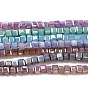 Baking Painted Glass Beads Strands, Imitation Jaed, AB Color, Faceted, Cube