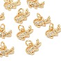 SHEGRACE Brass Micro Pave Clear Cubic Zirconia Pendants, Cadmium Free & Nickel Free & Lead Free, Crocodile Charms
