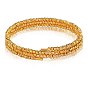 Brass Twisted Flower Beaded Cuff Bangle, Triple Layer Wrap Bangle