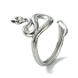 304 Stainless Steel Open Cuff Ring, Snake