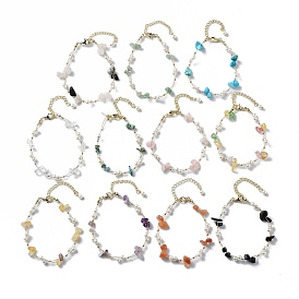 Natural & Synthetic Mixed Gemstone Bracelets, with 304 Stainless Steel Clasp and Plastic Imitation Pearl for Women