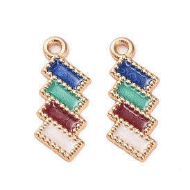 Подвески из эмали и сплава, золотые, прямоугольный шарм