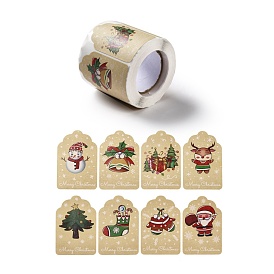 Pegatinas de rollo de polígono con temas navideños, etiquetas autoadhesivas de etiquetas de regalo de papel, para la fiesta, regalos decorativos