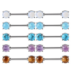 304 полукруглые штанги для сосков из нержавеющей стали с драгоценными камнями, цвет нержавеющей стали