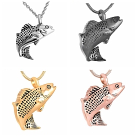 Fish Shape Stainless Steel Urn Ashes Pendant Necklace, Memorial Jewelry for Women