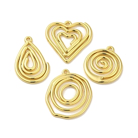 304 Stainless Steel Pendants, Real 18K Gold Plated, Heart/Teardrop/Flat Round Charm