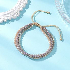 Браслеты из многорядных бусин, имитирующих нефрит, с гальваническим покрытием, плетеные браслеты из бисера для женщин, круглые