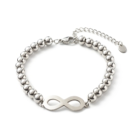Infinity Symbol Charm Bracelets for Men Women, with 202 Stainless Steel Ball Chains