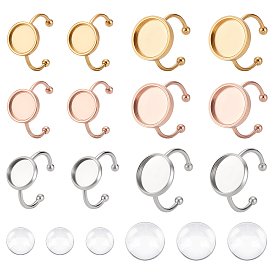 18 шт. 6 стиль 304 нержавеющая сталь открытая манжета кольцо фурнитура, настройка кольца колодки, плоские чашки безеля с круглыми краями