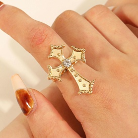 Регулируемые кольца для женщин из сплава со стразами, крестик